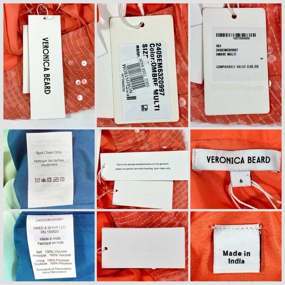 Veronica Beard Leda Sequin Midi Dress Ombre Multi 4 6 NWT Gradient Column Glam - Picture 7 of 17